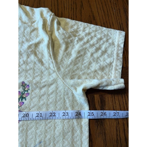 Vintage 90s Basic Editions Bird House Garden Flowers T Shirt Womens Sz 1X Yellow - Picture 8 of 9